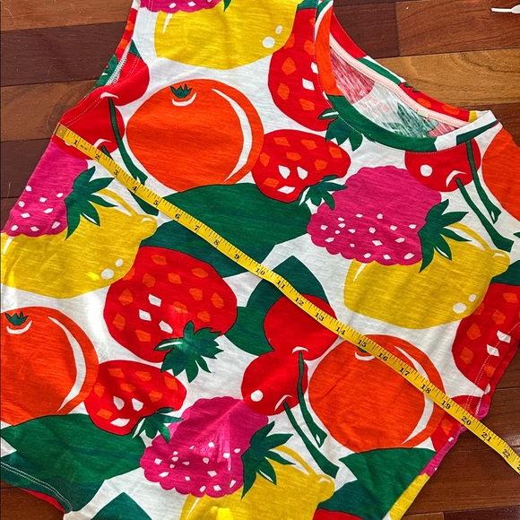 Boden Fruit Slub Tee Lemon Orange Print Strawberry Bright Colorful Summer Top - Picture 8 of 8